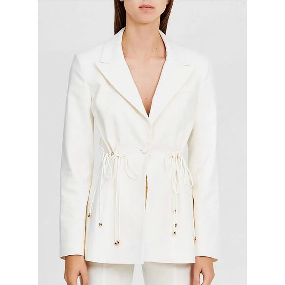 SIGNIFICANT OTHER Magnolia White Linen Blazer SMALL - Picture 2 of 10